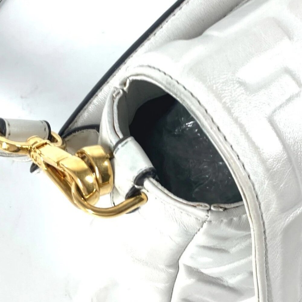FENDI 8BR600 Zucca Mamma Baguette Shoulder 2WAY Bag Shoulder Bag Leather White - Picture 10 of 16